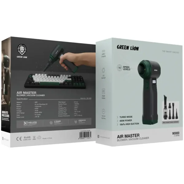جارو شارژی و دمنده هوای گرین لاین Air Master مدل GB-306X کد GNAIRMBLW90BK - تصویر 5