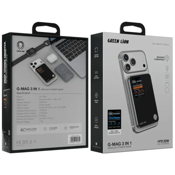 پاوربانک گرین لاین مدل GL-MAG 5 ظرفیت 5000 میلی امپر ساعت - تصویر 2