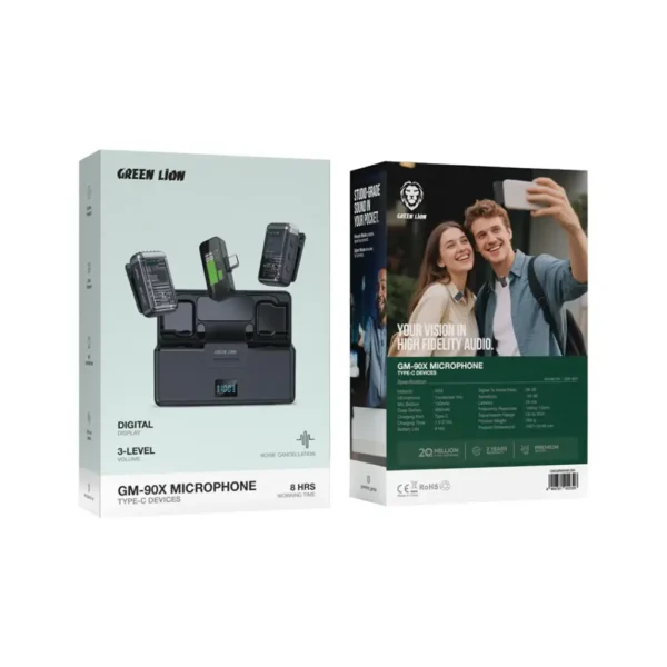 میکروفون یقه‌ای بی‌سیم گرین‌لاین مدل GM-90X با کانکتور Type-C - تصویر 3