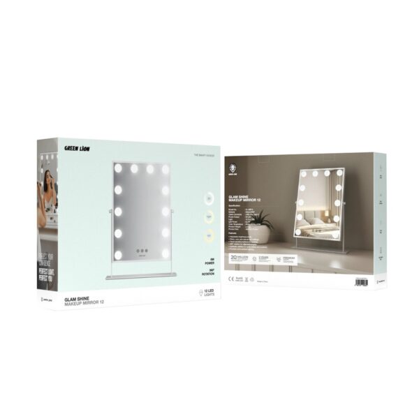 آینه آرایشی LED گرین لاین مدل Glam Shine با 12 چراغ LED - تصویر 2