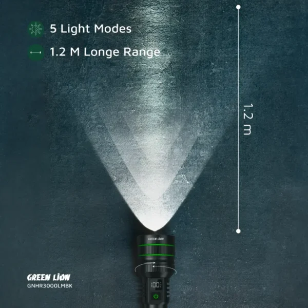 چراغ قوه گرین لاین مدل GNHR3000LMBK ظرفیت ۳۰۰۰ لومن - تصویر 4