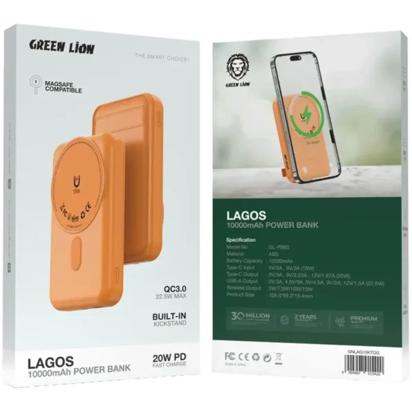 پاوربانک گرین لاین Lagos ظرفیت 10000 میلی‌آمپرساعت - تصویر 4