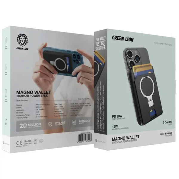 پاوربانک مگنتی و کیف کارت گرین لاین Magno Wallet ظرفیت 5000 میلی‌آمپرساعت - تصویر 4