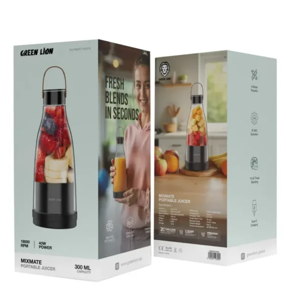 آبمیوه‌گیری قابل حمل گرین لاین مدل Mixmate 300ML - تصویر 4