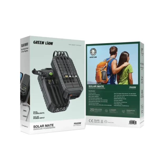 پاوربانک خورشیدی گرین لاین Solar Mate ظرفیت 20000 میلی‌آمپرساعت - تصویر 2