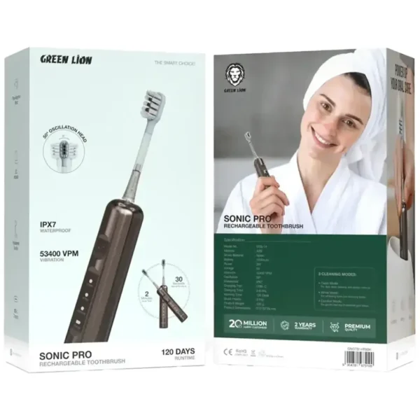 مسواک برقی شارژی گرین لاین Sonic Pro مدل GTB-14 کد GNGTB14TBBR - تصویر 2