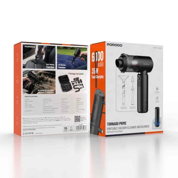 جاروبرقی و دمنده شارژی پورودو Tornado Prime مدل PDS5BK - تصویر 6