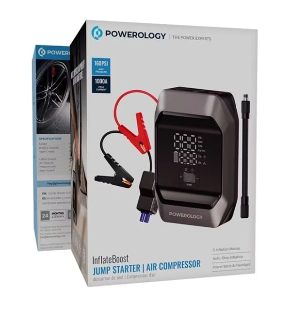 جامپ استارتر و کمپرسور باد پاورولوژی مدل Inflate Boost PWKF03M - تصویر 4