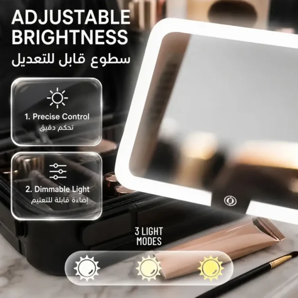 کیف لوازم آرایش مسافرتی پورودو با آینه LED جداشونده مدل PDLFST182 کد PDLFST182BK - تصویر 5