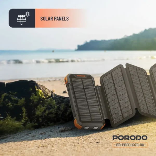 پاوربانک خورشیدی پورودو 20000mAh | 4-Panel Solar | PDPBFCH070BK - تصویر 4