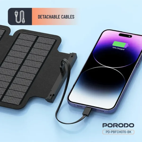 پاوربانک خورشیدی پورودو 20000mAh | 4-Panel Solar | PDPBFCH070BK - تصویر 5