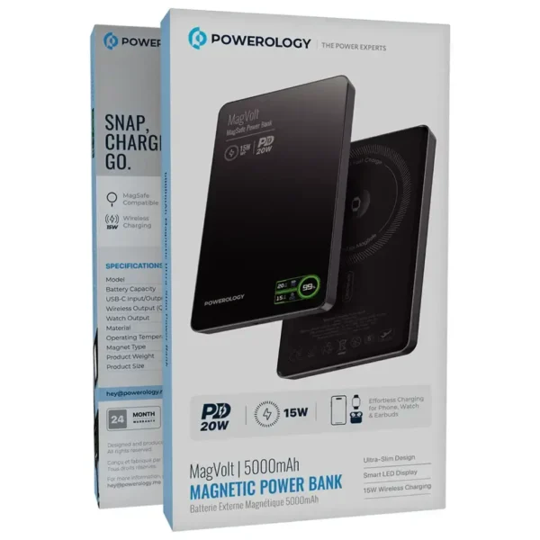 پاوربانک مغناطیسی پاورولوژی MagVolt 5000mAh مدل PPBCHA62BK - تصویر 5