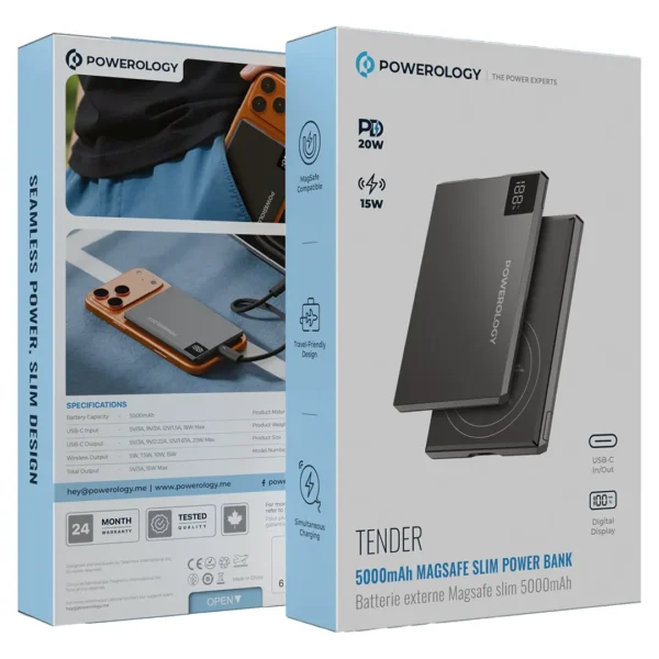 پاوربانک مگ‌سیف پاورولوژی Tender 5000mAh مدل PPBCHA70BK - تصویر 4