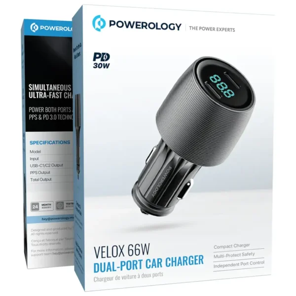 شارژر فندکی پاورولوژی PDCCHA018 Velox 66W - تصویر 2