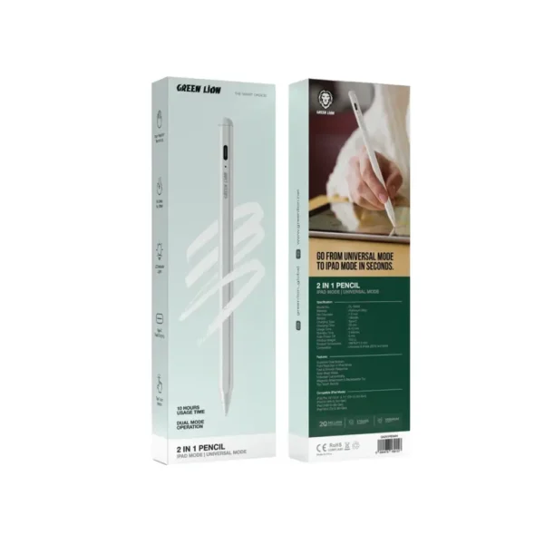 قلم لمسی 2 در 1 گرین لاین Green Lion 2 in 1 Pencil مدل GN2N1PENWH - تصویر 3
