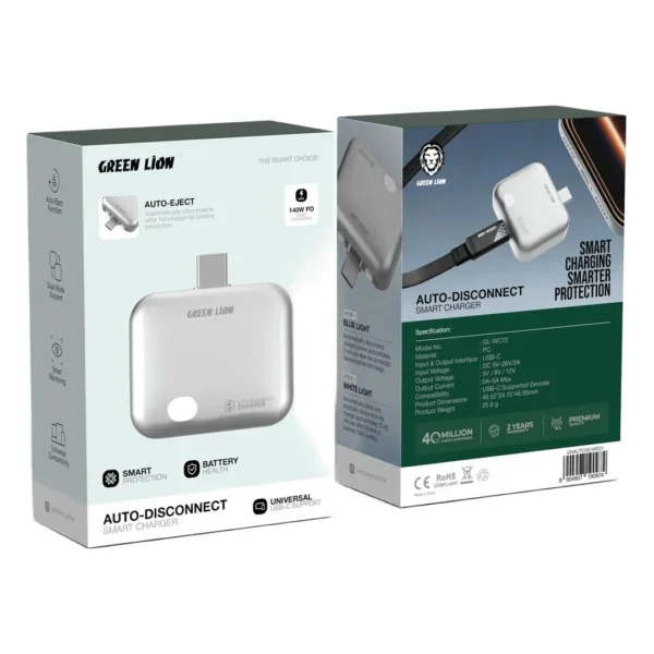 شارژر هوشمند قطع خودکار گرین لاین مدل GNAUTDISCHRGY با PD 140W - تصویر 2