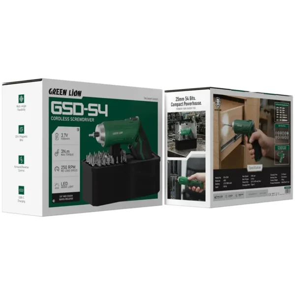 پیچ گوشتی شارژی گرین لاین GSD-54 با 54 سری مگنتی مدل GNGSD54CSGN - تصویر 2