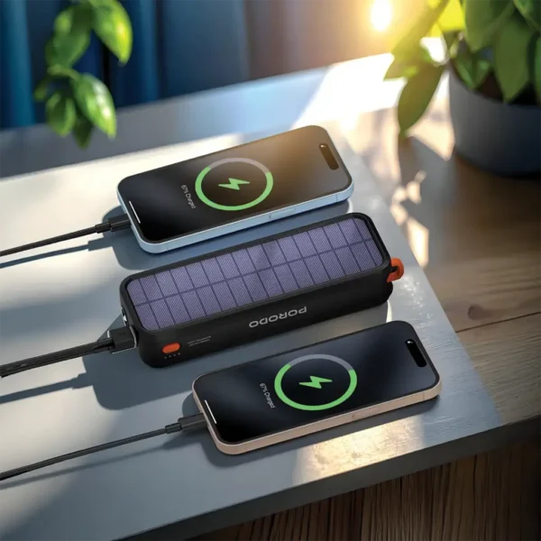 پاوربانک خورشیدی پورودو 20000mAh مدل PDPBAS149BK با شارژ سریع 22.5W - تصویر 2